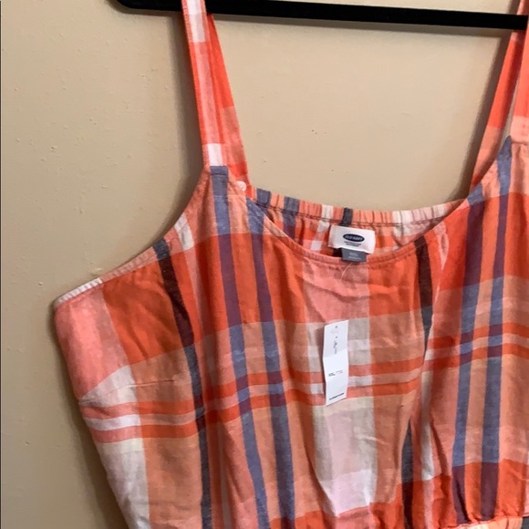 Old navy Linen Orange/Blue Dress with Pockets - Picture 2 of 7